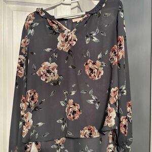 Floral Charcoal Blouse